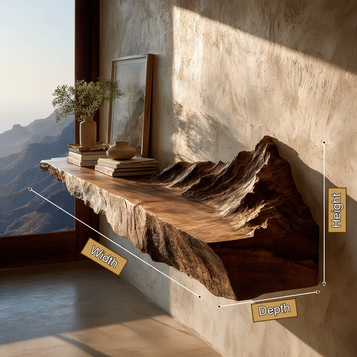 Torvann Handcrafted Mountain Floating Shelf - Timberustic Floating Shelf