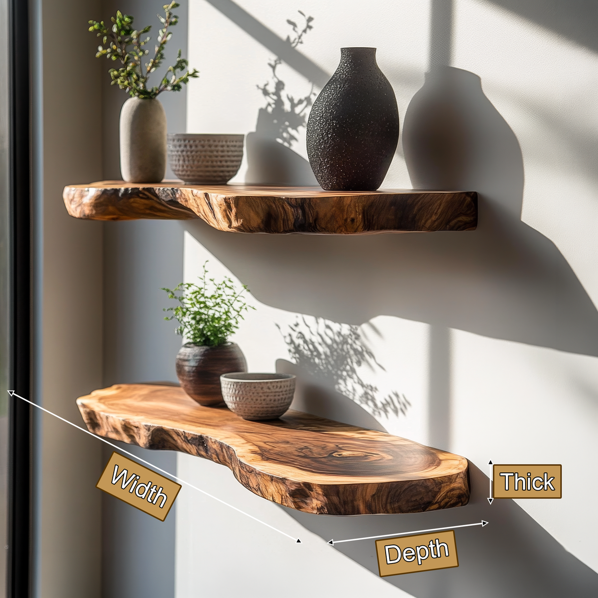 Torvello Live Edge Solid Wood Floating Shelf SPA965832 - Timberustic Floating Shelf