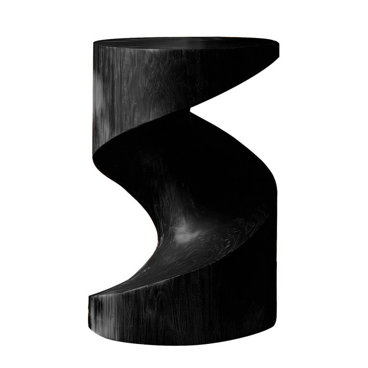 Torvyn Monolithic Twist Solid Wood Pedestal Stand Black - Timberustic Pedestal Stand