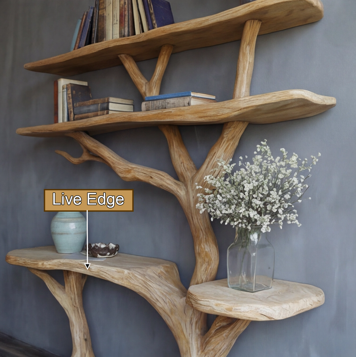 Trevaryn Sculpted Solid Wood Console Table with Shelves - Timberustic Console Table with Shelves