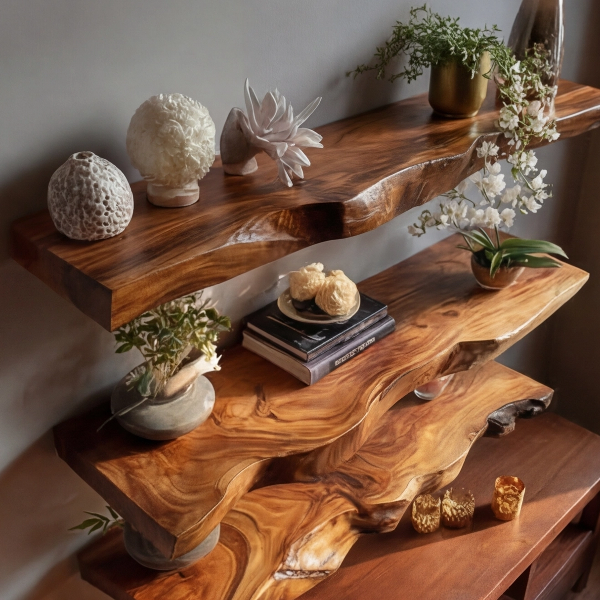 Trevion Live Edge Solid Wood Floating Shelf SPA625413 - Timberustic Floating Shelf