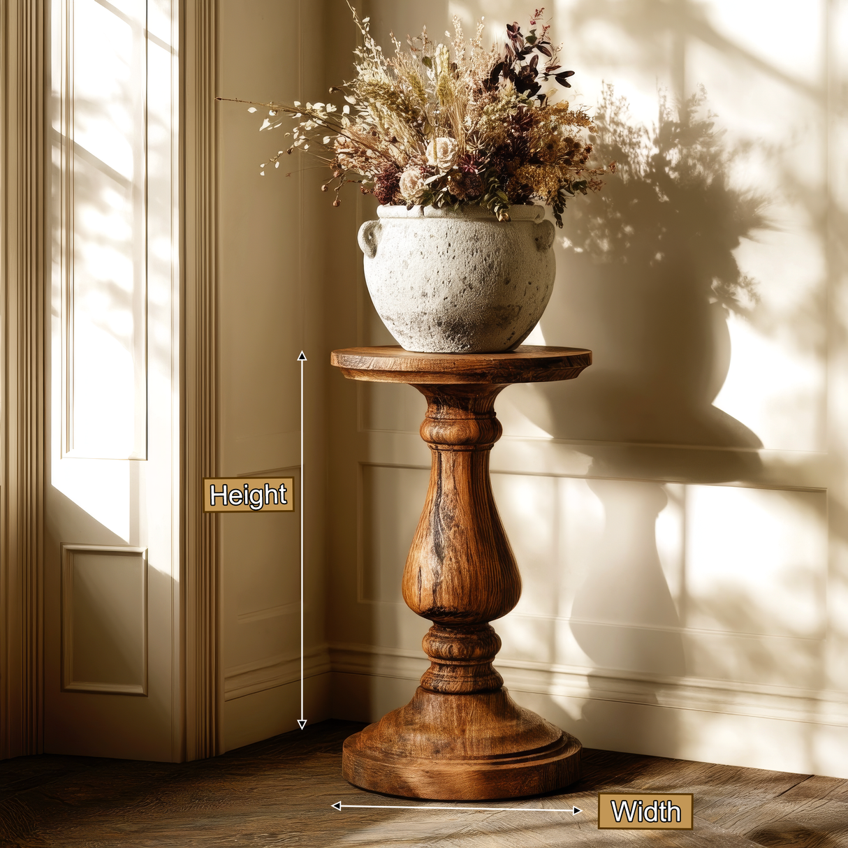 Trevon Solid Wood Pedestal Stand - Timberustic Pedestal Stand