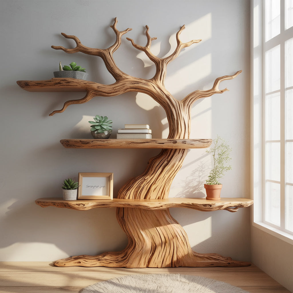 Trunkline Solid Wood Tree Bookshelf - Timberustic Tree Bookshelf