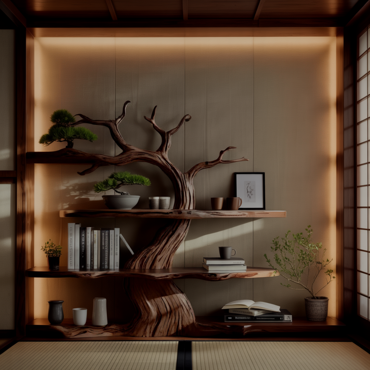 Trunkline Solid Wood Tree Bookshelf - Timberustic Tree Bookshelf