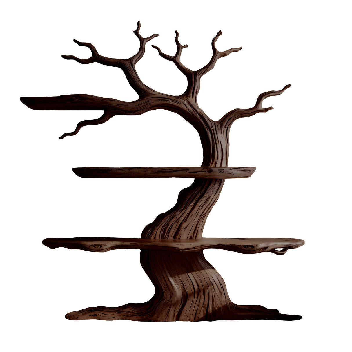 Trunkline Solid Wood Tree Bookshelf Dark Walnut - Timberustic Tree Bookshelf