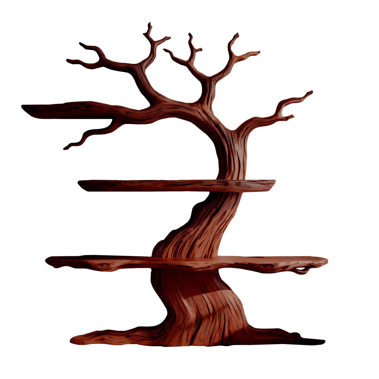 Trunkline Solid Wood Tree Bookshelf Mahogany - Timberustic Tree Bookshelf