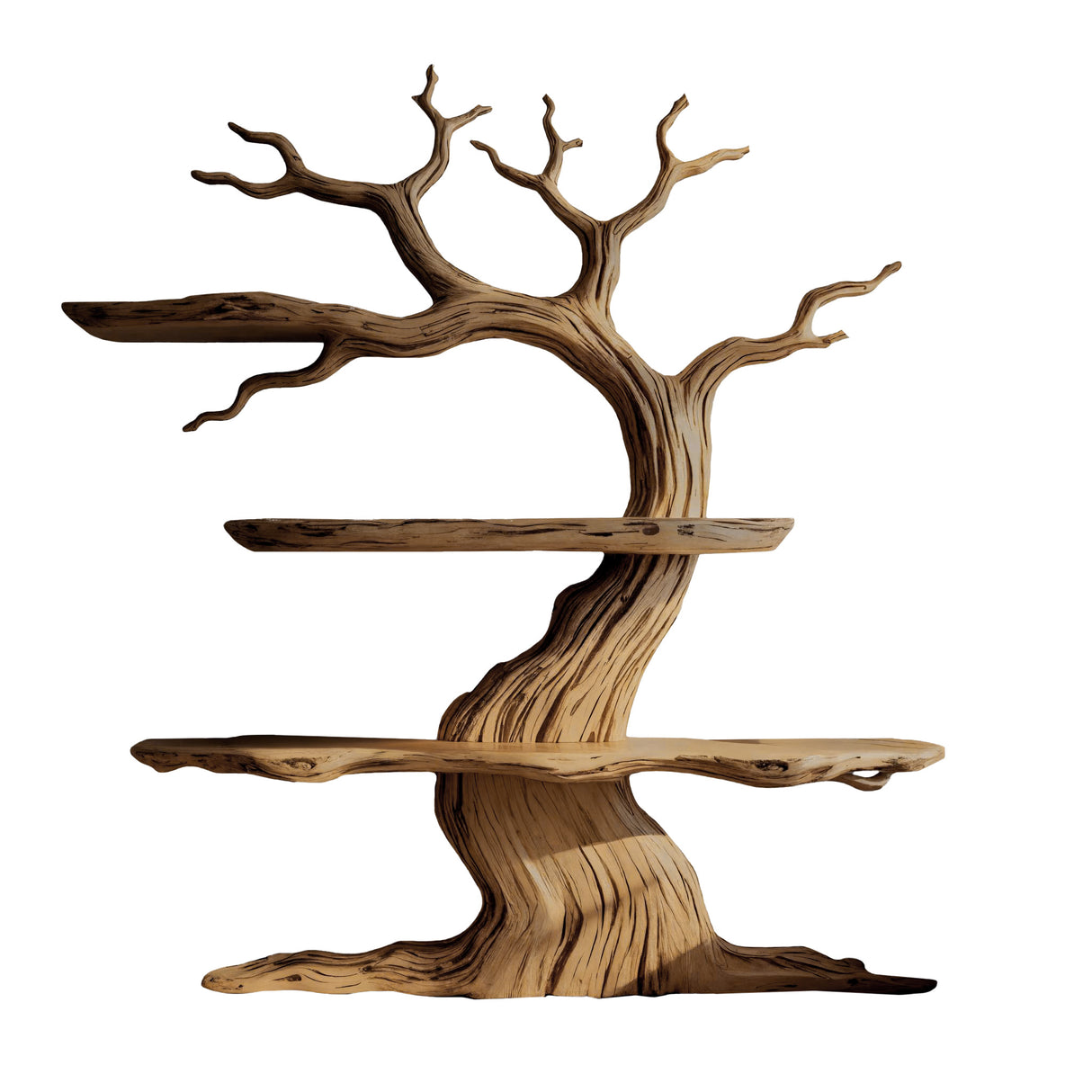 Trunkline Solid Wood Tree Bookshelf Natural Oak - Timberustic Tree Bookshelf