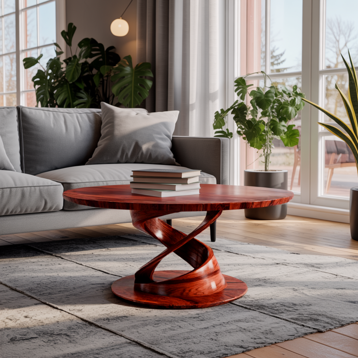 Twistcrest Sculpted Solid Wood Round Coffee Table