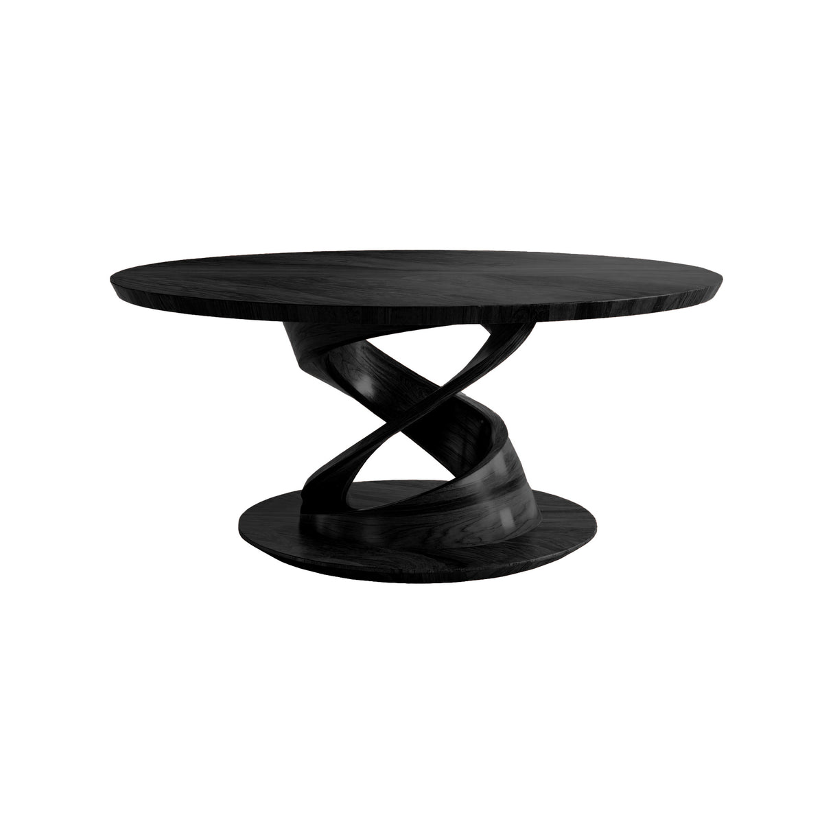 Twistcrest Sculpted Solid Wood Round Coffee Table Black - Timberustic Coffee Table