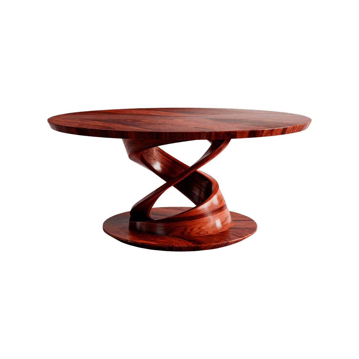 Twistcrest Sculpted Solid Wood Round Coffee Table Mahogany - Timberustic Coffee Table