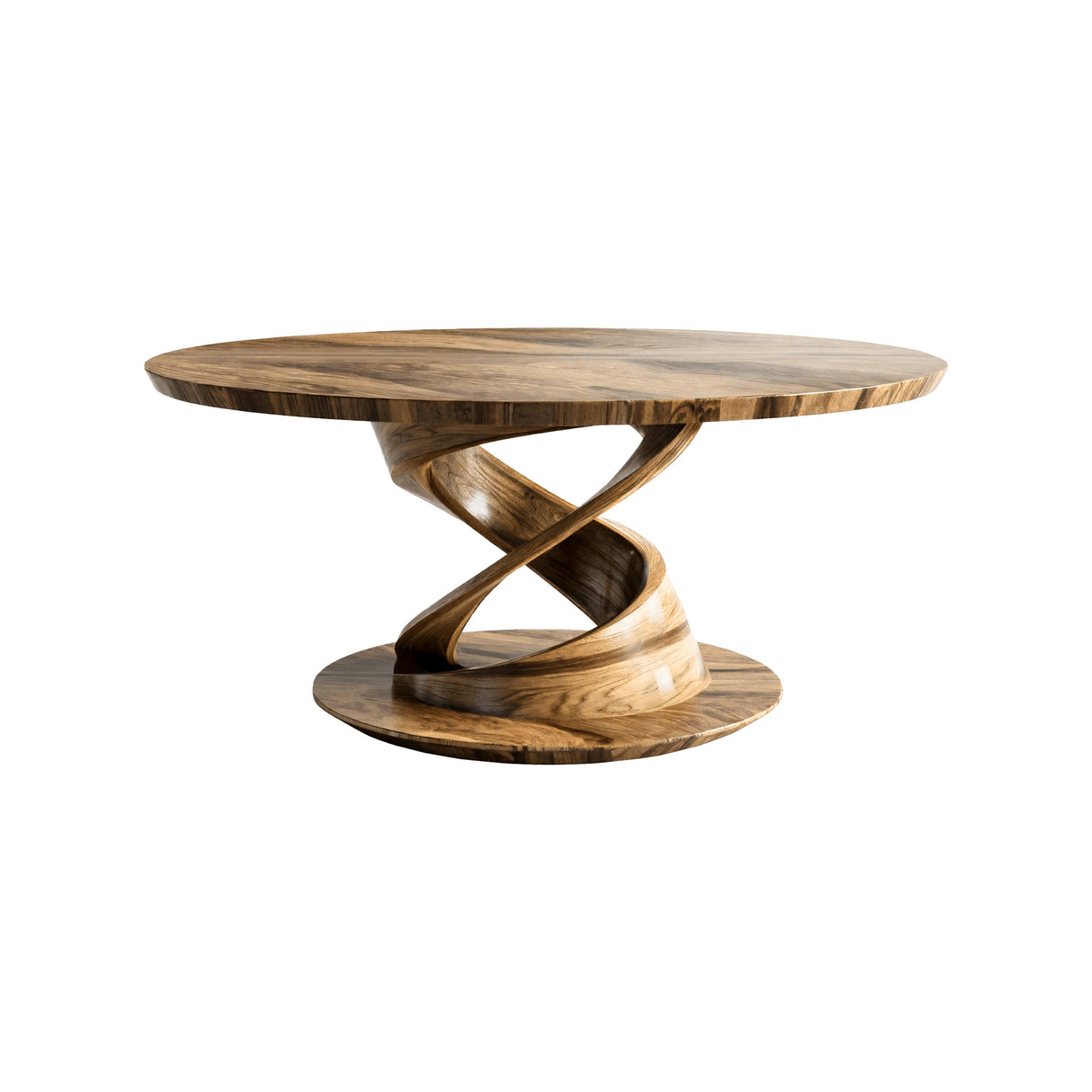 Twistcrest Sculpted Solid Wood Round Coffee Table Natural Oak - Timberustic Coffee Table