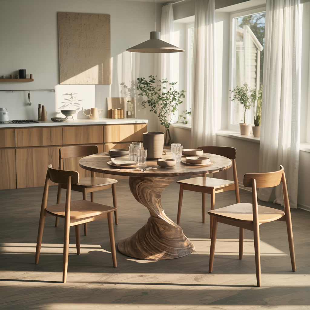 Twistcrest Solid Wood Round Dining Table - Timberustic Dining Table