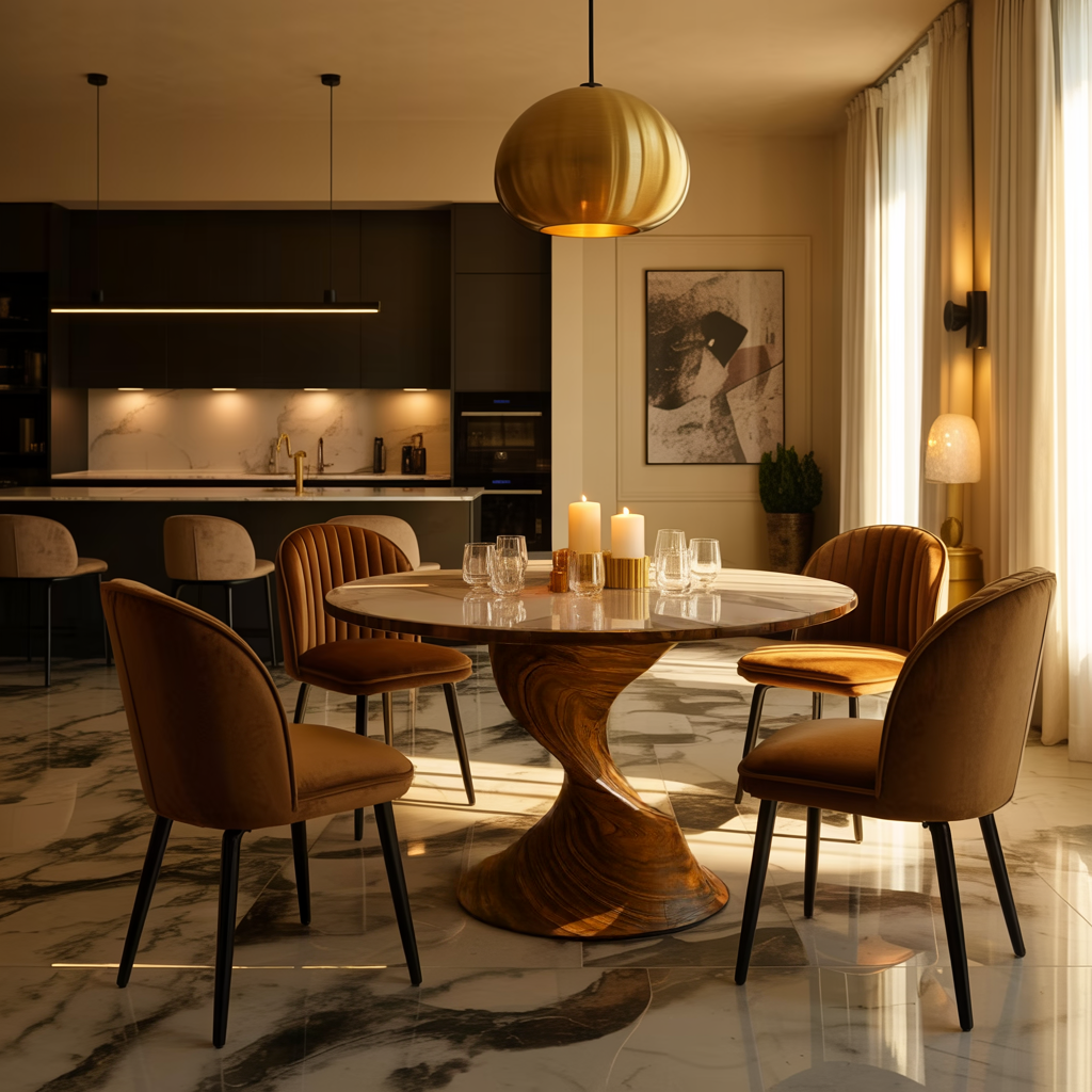 Twistcrest Solid Wood Round Dining Table - Timberustic Dining Table