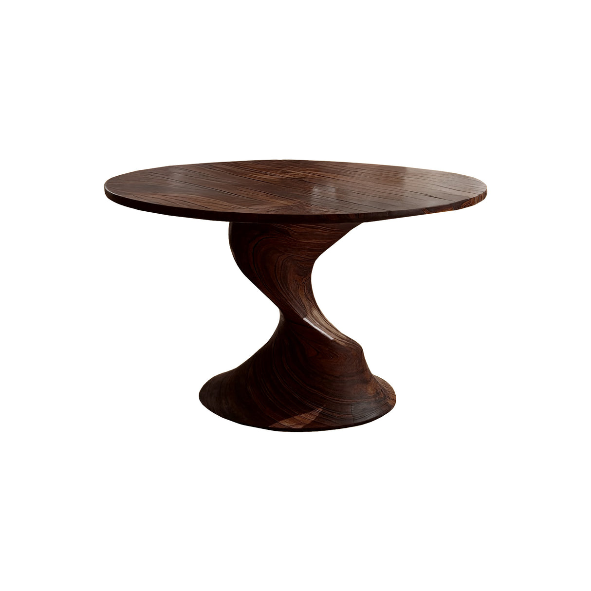 Twistcrest Solid Wood Round Dining Table Dark Walnut - Timberustic Dining Table