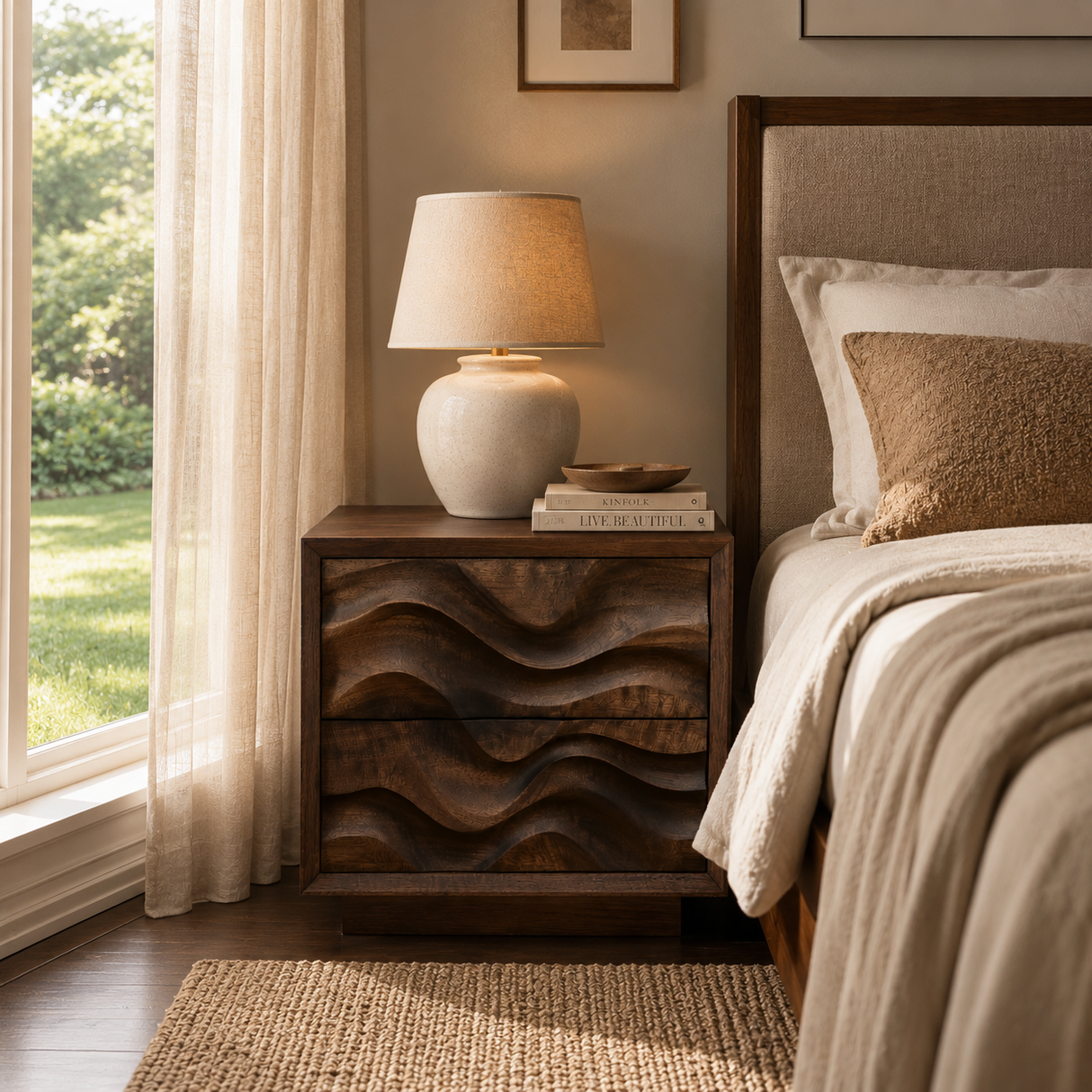 Undoria Sculpted Solid Wood Nightstand SPA254112 - Timberustic Nightstand