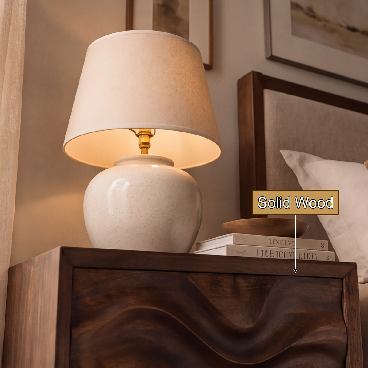 Undoria Sculpted Solid Wood Nightstand SPA254112 - Timberustic Nightstand