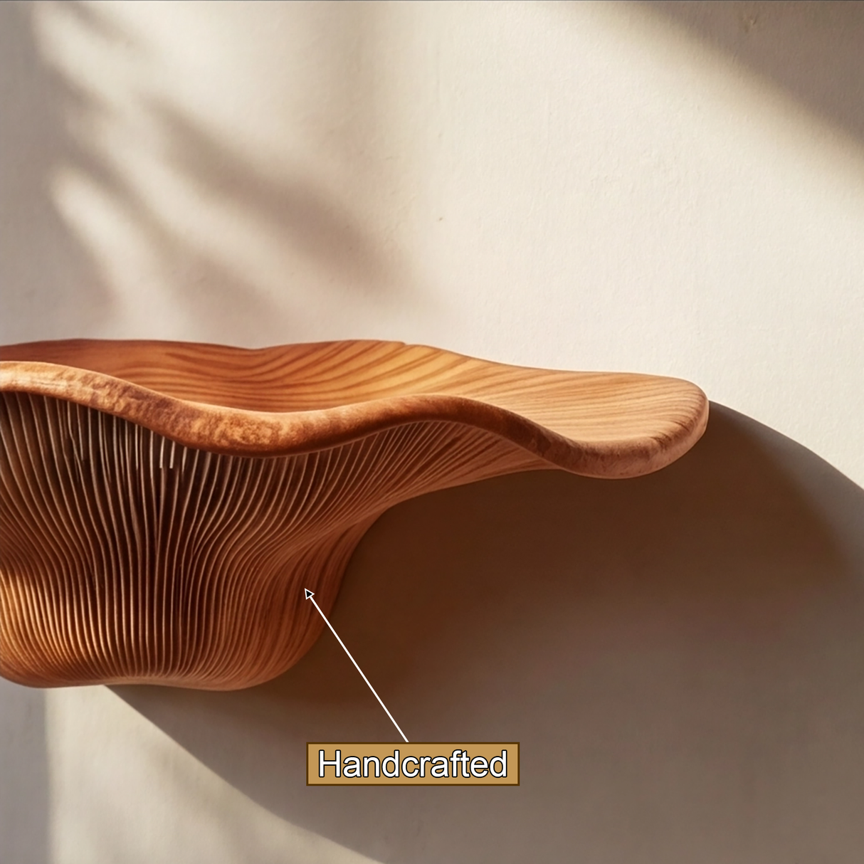 Vaelith Sculpted Solid Wood Mushroom Floating Shelf - Timberustic Floating Shelf