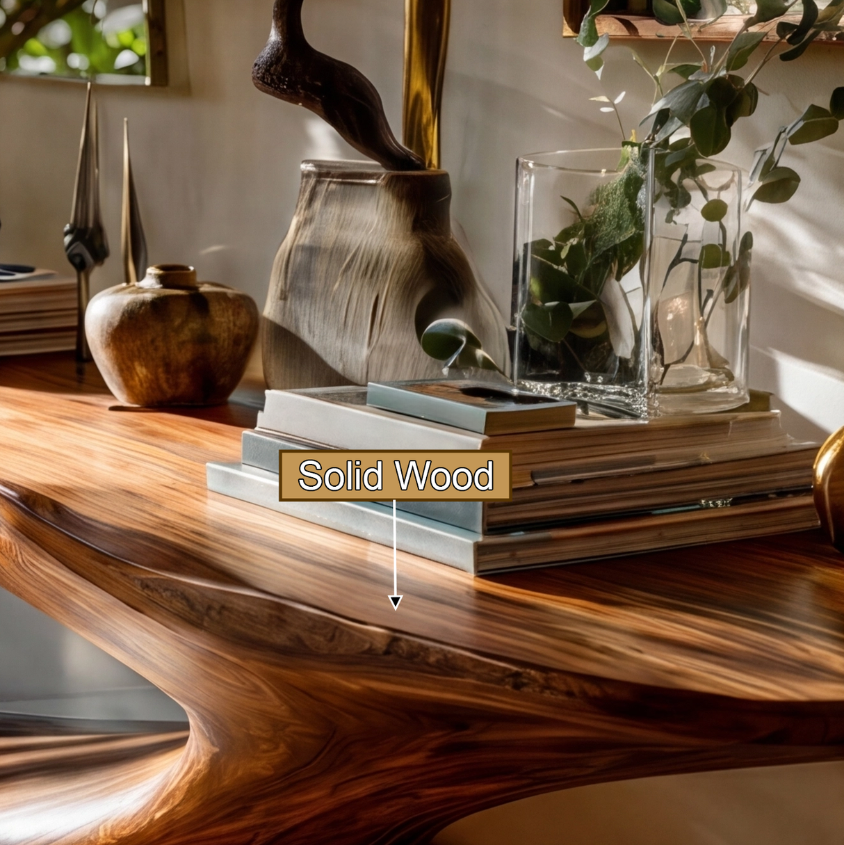 Vaelithar Flowing Solid Wood Console Table - Timberustic Console Table
