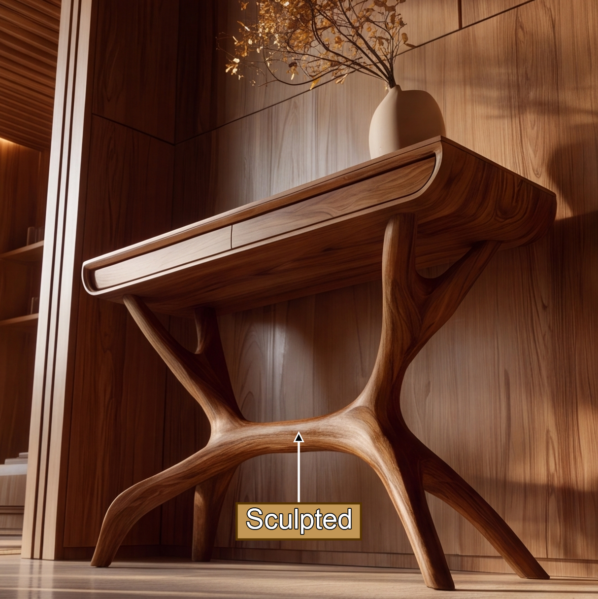 Vaelmyr Sculpted Solid Wood Console Table SPA253131