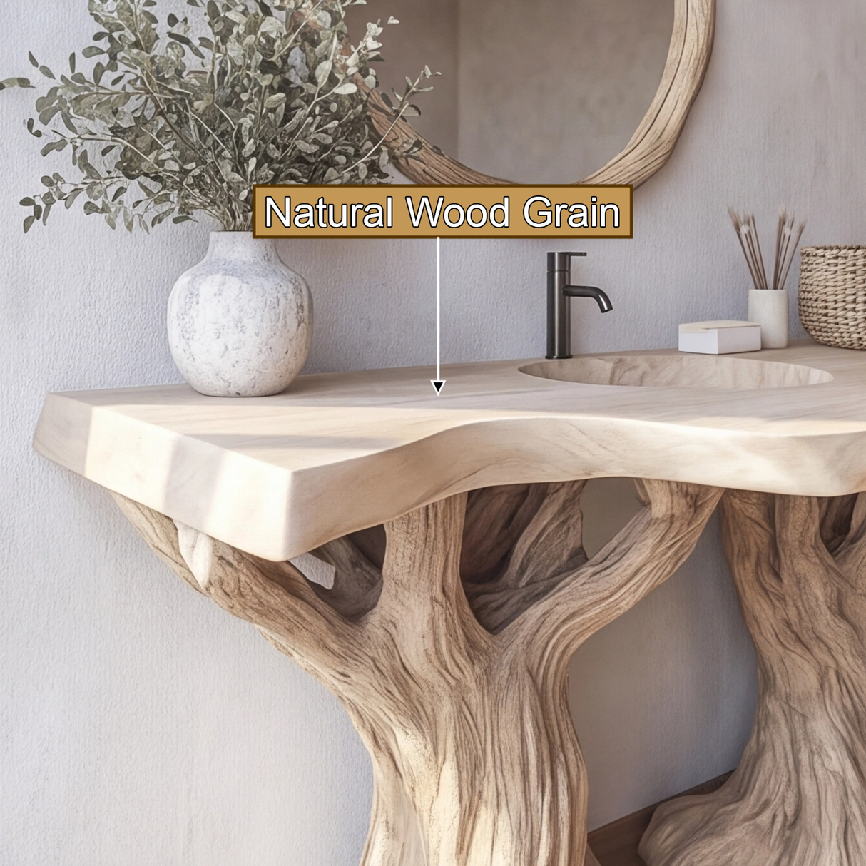 Vaelor Rootform Solid Wood Freestanding Bathroom Vanity - Timberustic Freestanding Bathroom Vanity
