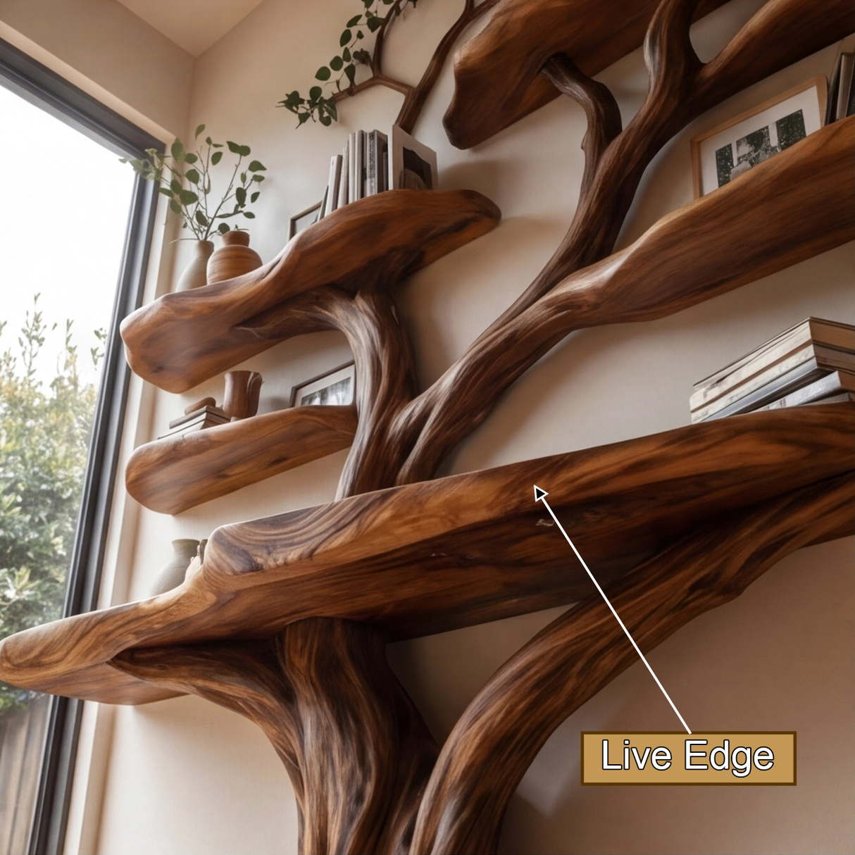 Vaelor Sculpted Solid Wood Console Table with Shelves - Timberustic Console Table with Shelves