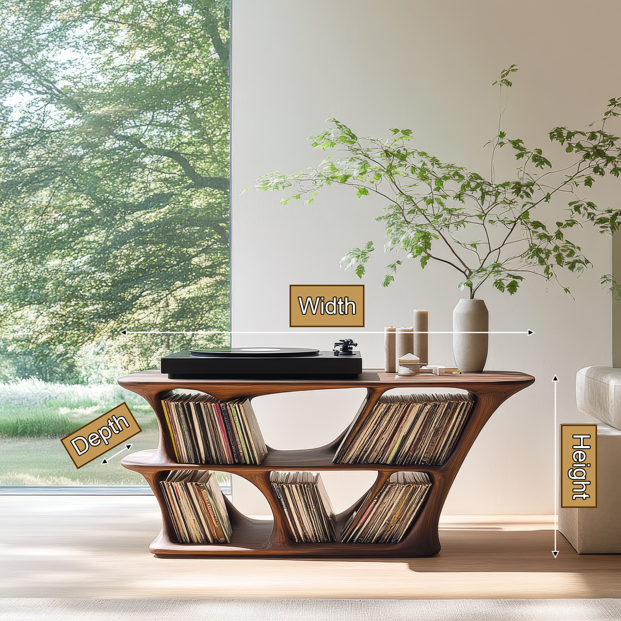 Vaelorin Handcrafted Solid Wood Record Player Stand SPA092853
