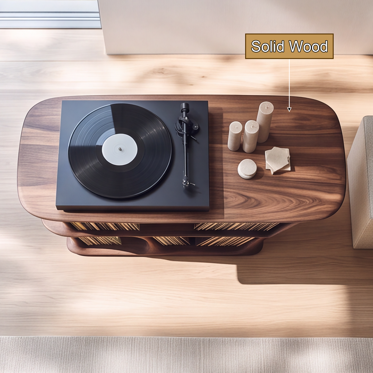 Vaelorin Handcrafted Solid Wood Record Player Stand SPA092853