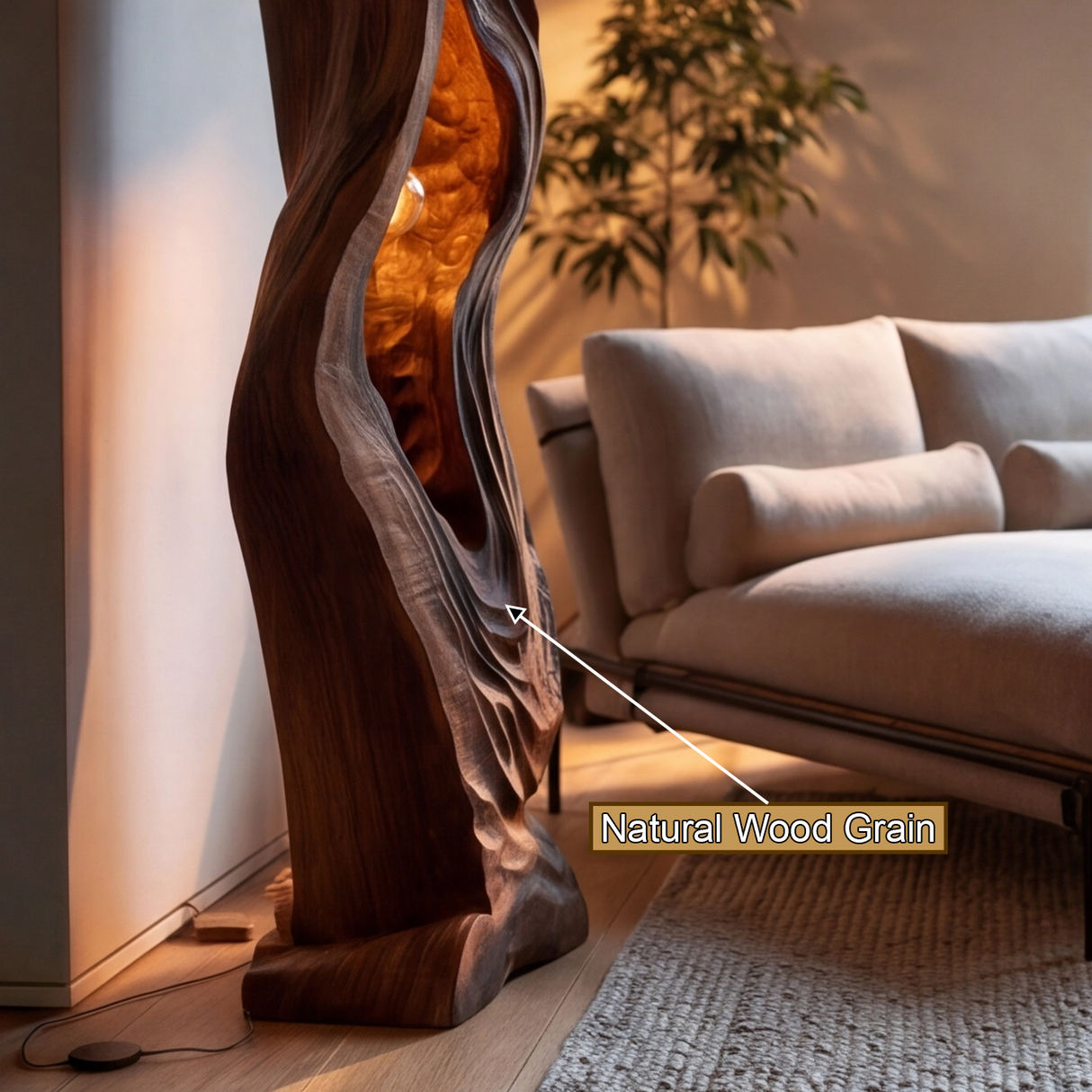 Vaelorin Sculpted Solid Wood Floor Lamp - Timberustic Floor Lamp