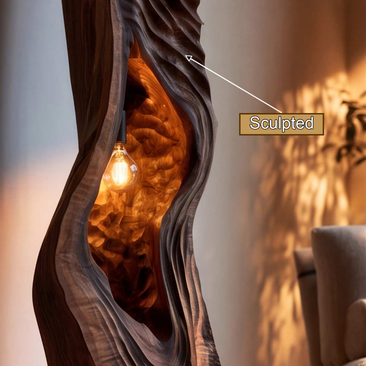 Vaelorin Sculpted Solid Wood Floor Lamp - Timberustic Floor Lamp