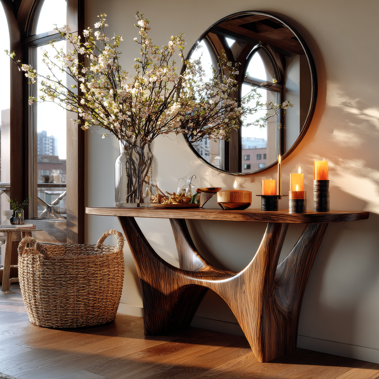 Vaeloris Curved Solid Wood Console Table - Timberustic Console Table