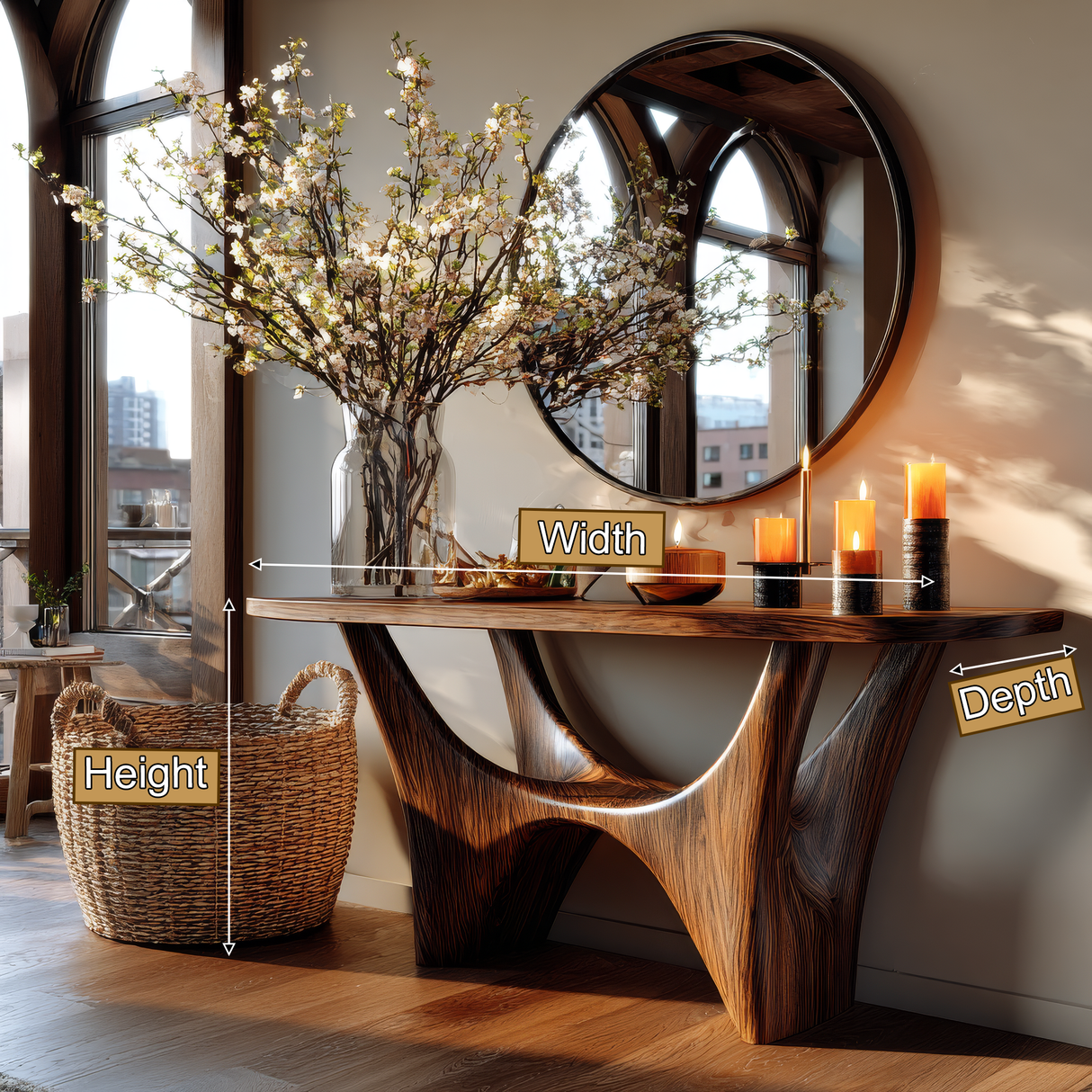 Vaeloris Curved Solid Wood Console Table - Timberustic Console Table