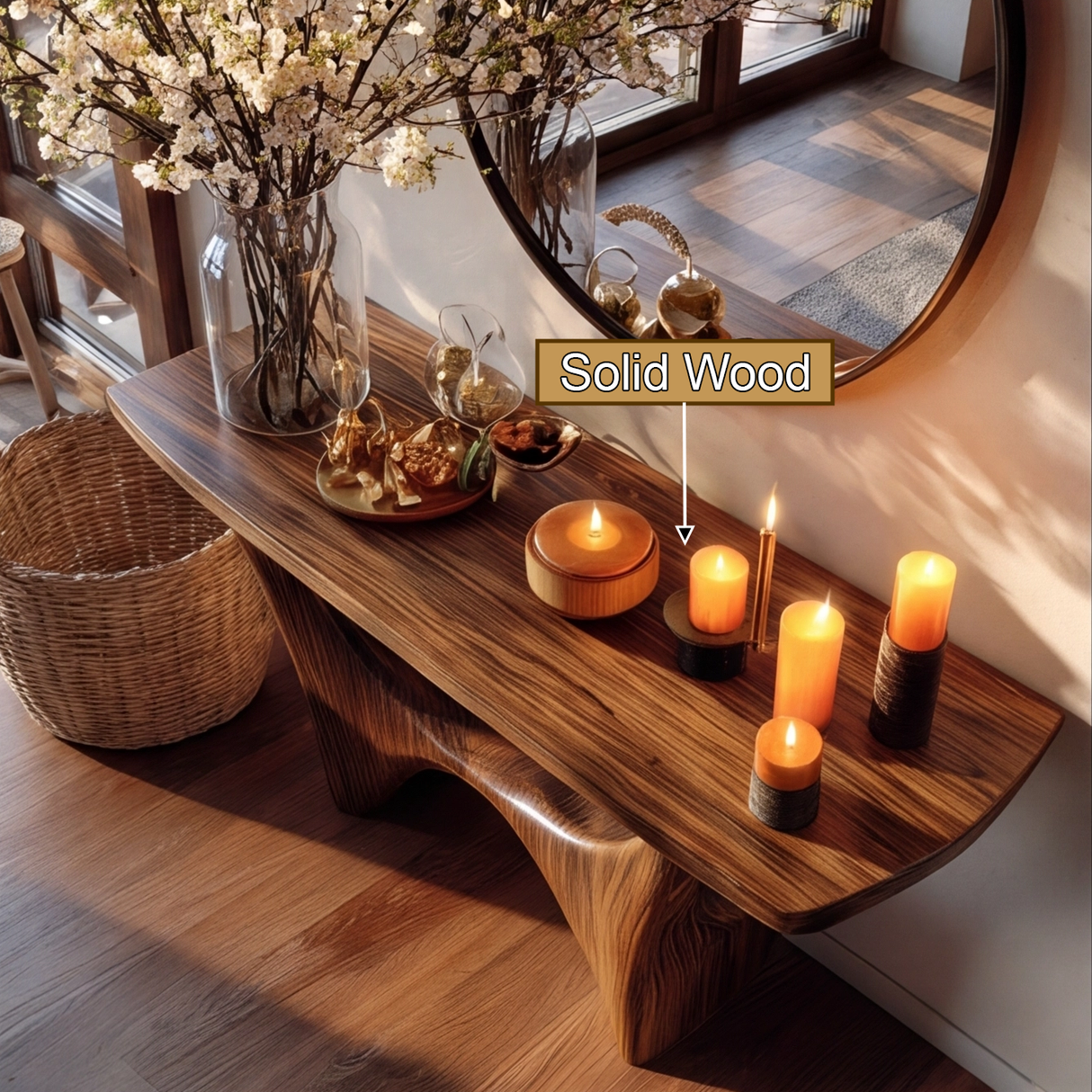 Vaeloris Curved Solid Wood Console Table - Timberustic Console Table