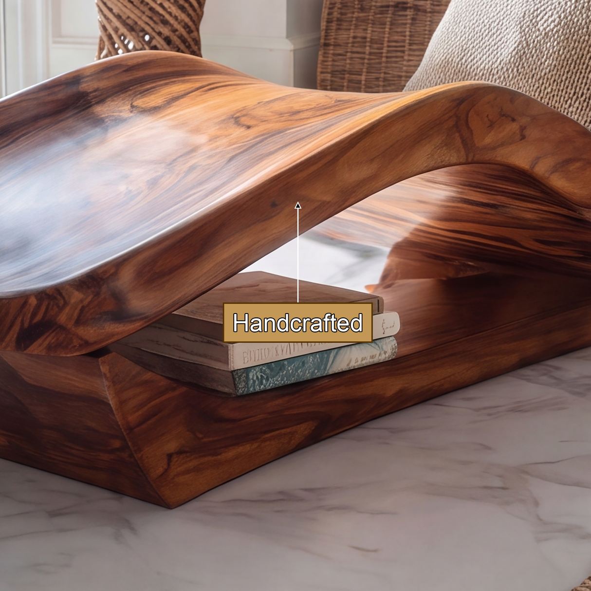 Vaeloris Handcrafted Sculpted Solid Wood Chaise Lounge