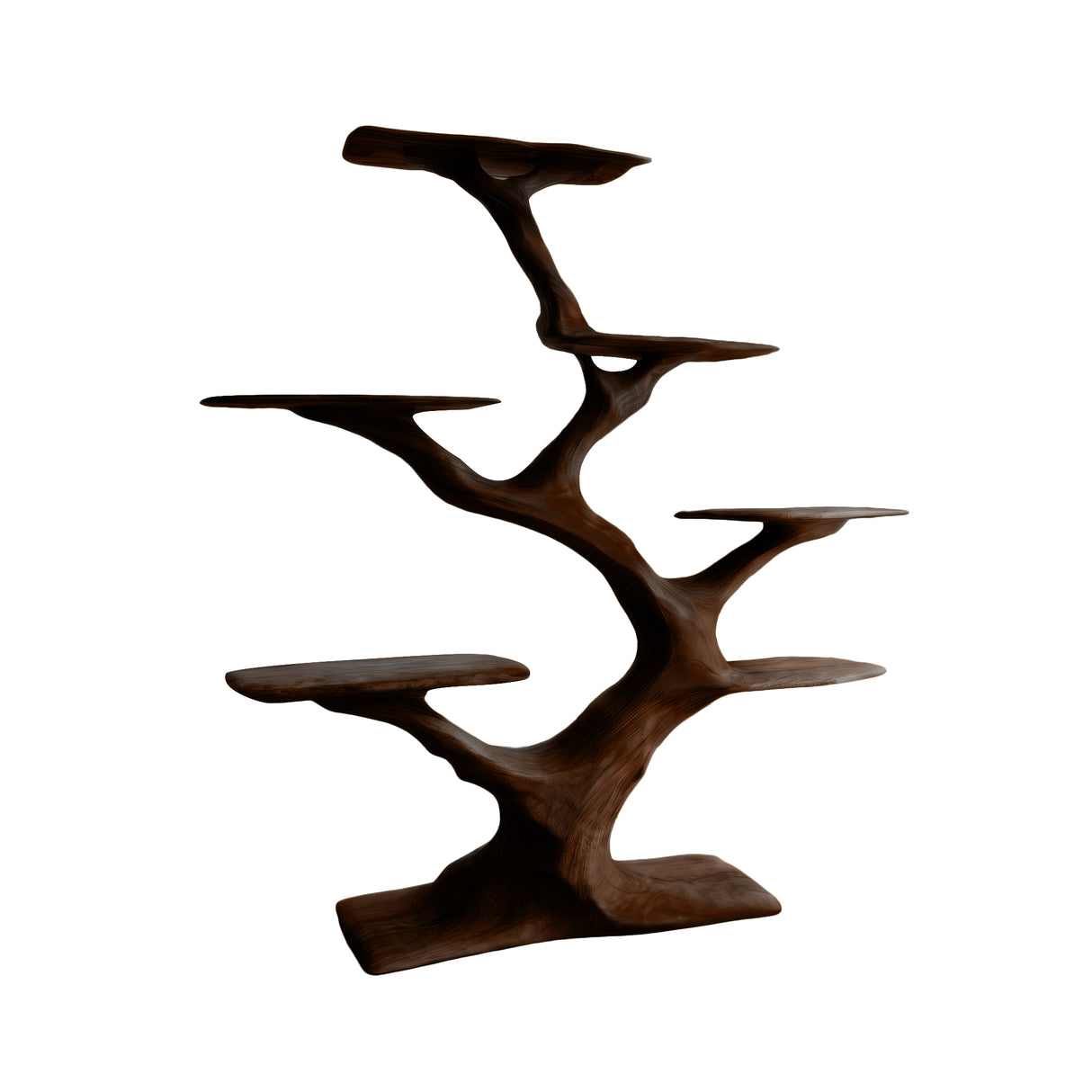 Vaeloris Sculpted Solid Wood Tree Bookshelf Dark Walnut - Timberustic Tree Bookshelf