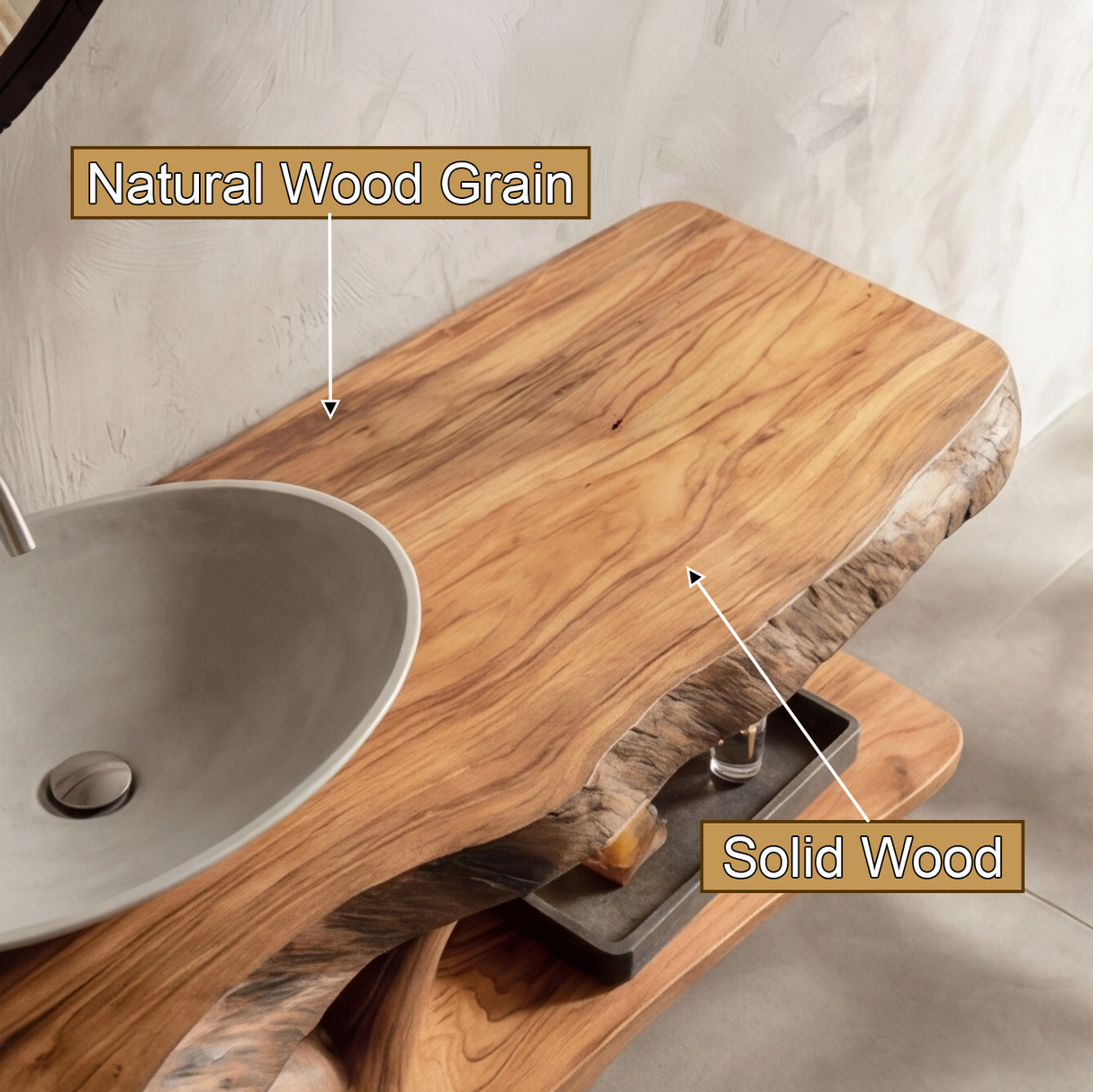Vaelric Rootform Solid Wood Freestanding Bathroom Vanity with Shelves - Timberustic Freestanding Bathroom Vanity with Shelves