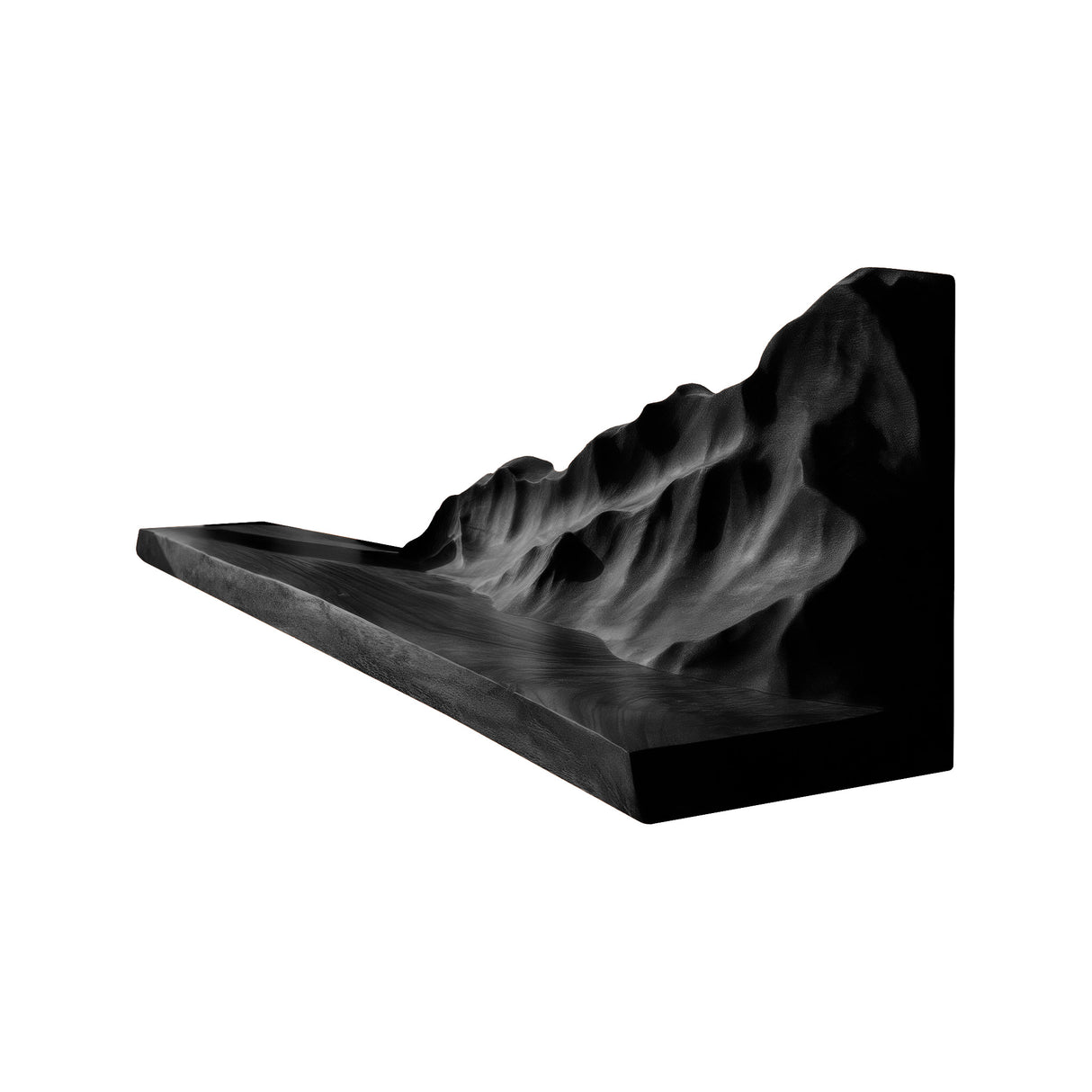 Vaelric Sculpted Solid Wood Mountain Floating Shelf Black - Timberustic Floating Shelf