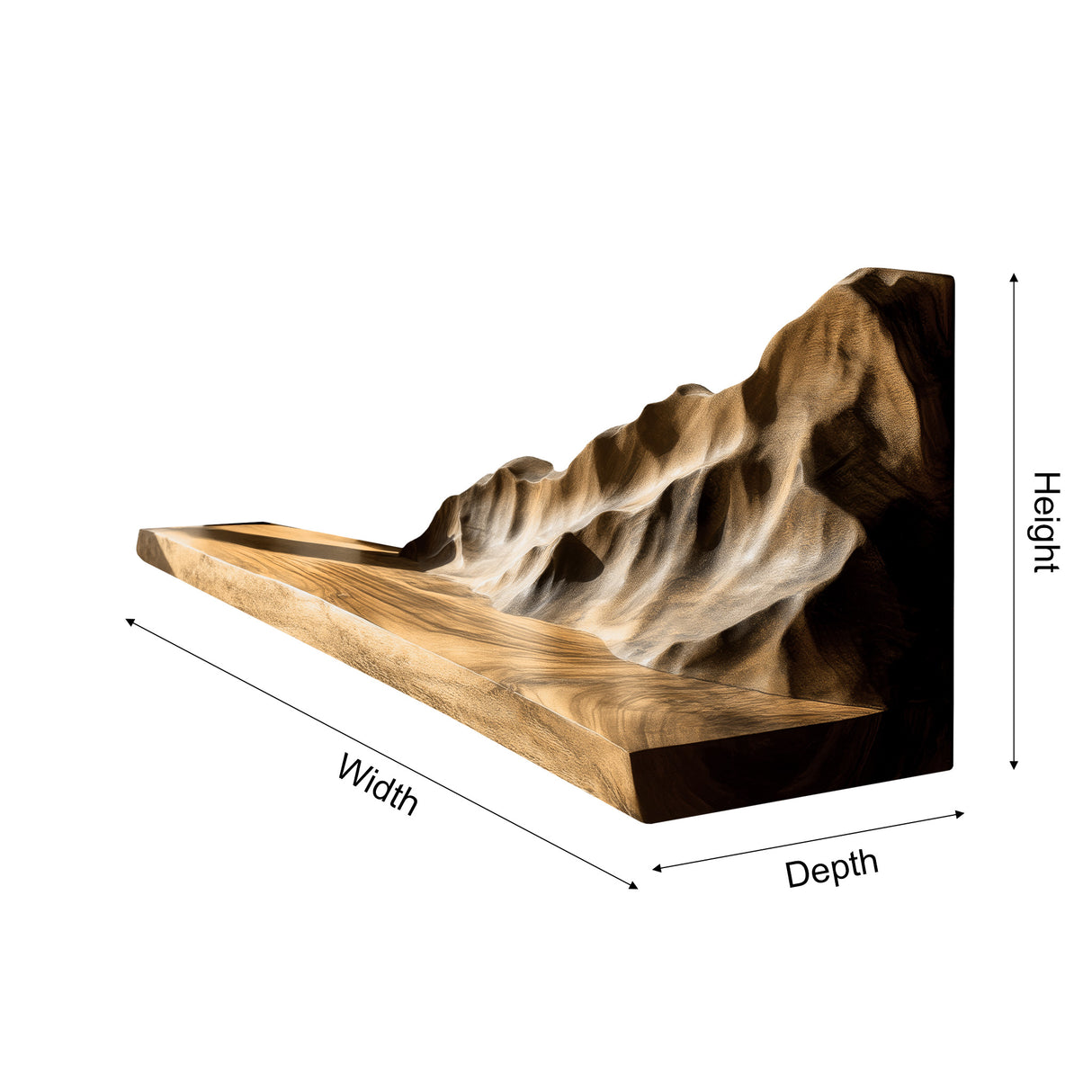 Vaelric Sculpted Solid Wood Mountain Floating Shelf - Timberustic Floating Shelf