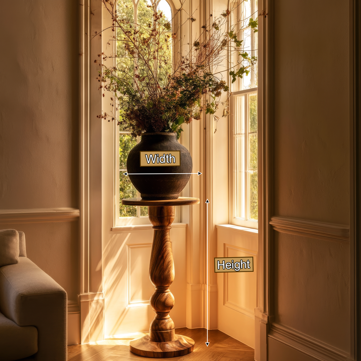 Vaelric Solid Wood Pedestal Stand - Timberustic Pedestal Stand
