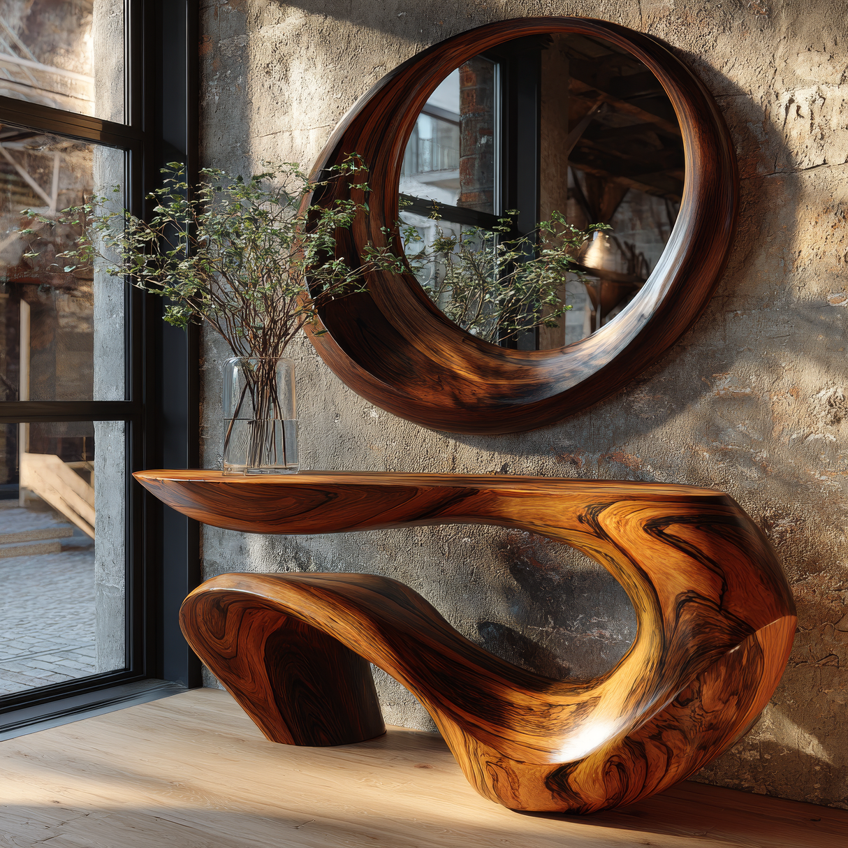 Vaelrith Sculpted Solid Wood Console Table - Timberustic Console Table