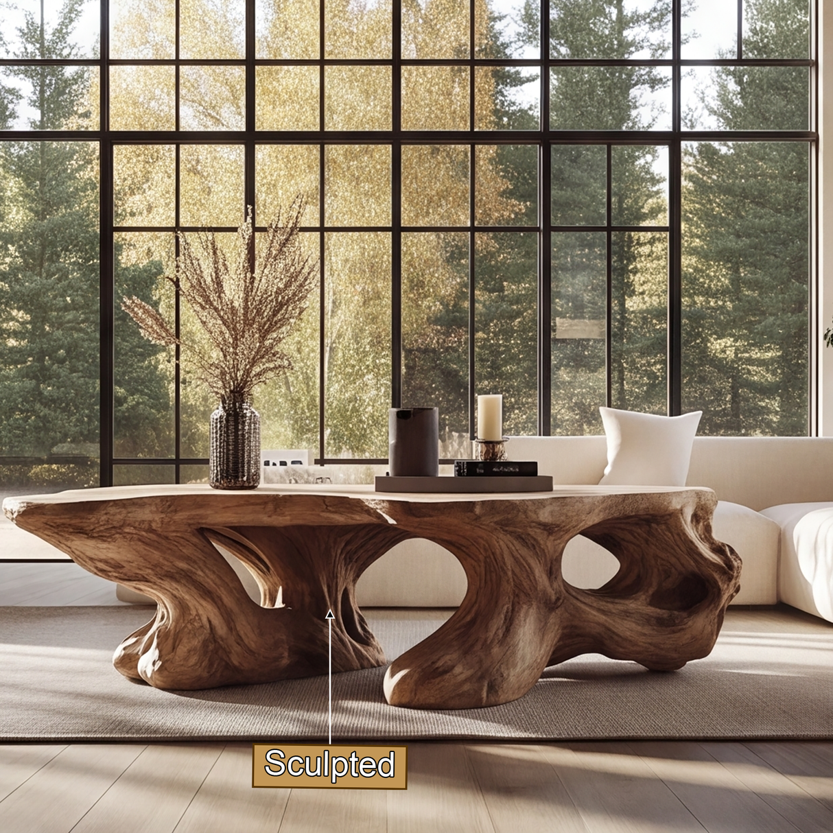 Vaelthorn Sculpted Solid Wood Coffee Table SPA256789 - Timberustic Coffee Table