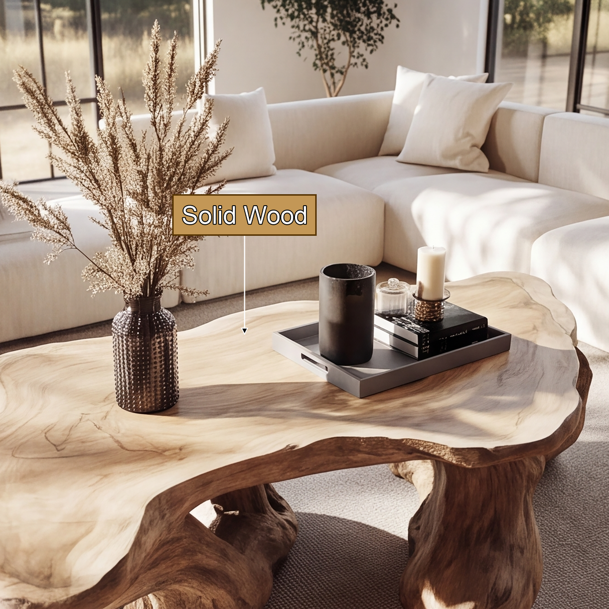 Vaelthorn Sculpted Solid Wood Coffee Table SPA256789 - Timberustic Coffee Table