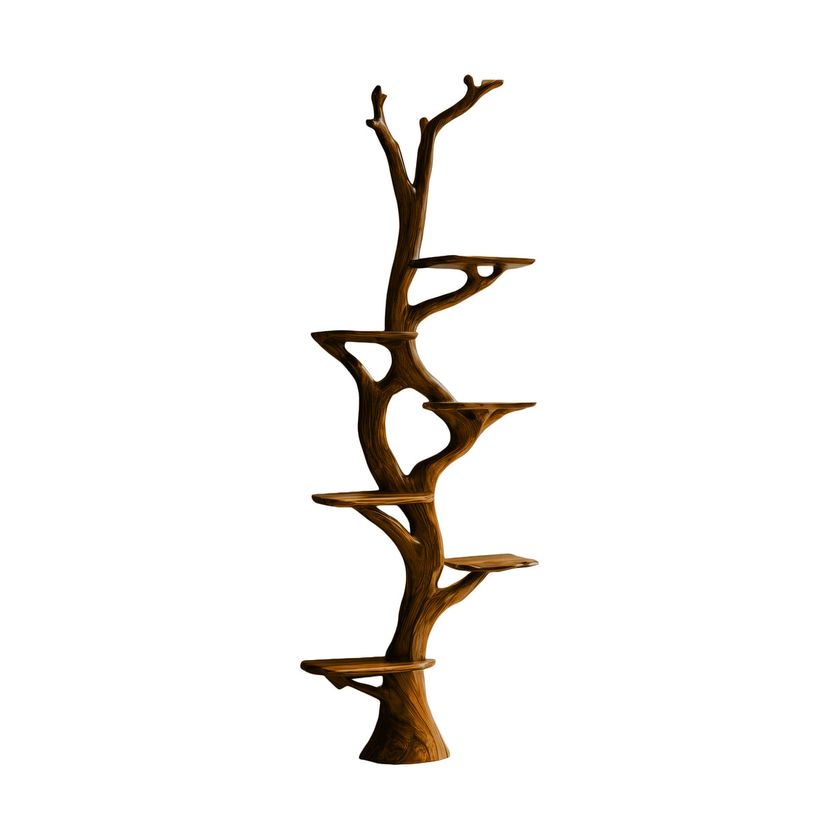 Vaelthorn Sculpted Solid Wood Tree Bookshelf Brown - Timberustic Tree Bookshelf