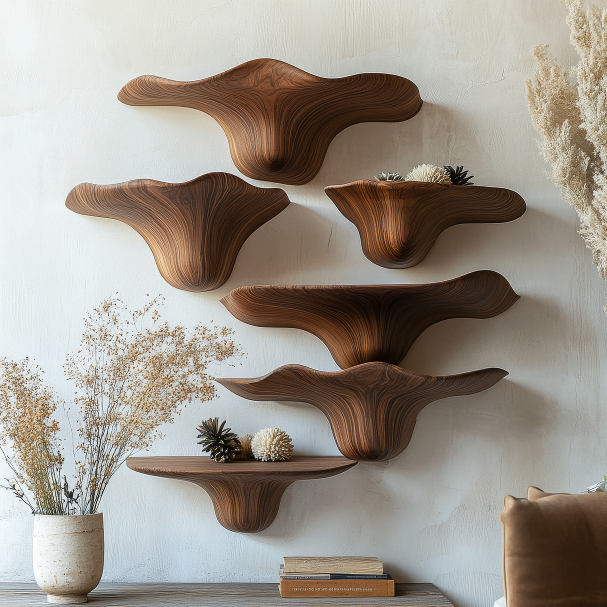 Vaelthorn Solid Wood Sculpted Mushroom Floating Shelf SPA210102 - Timberustic Floating Shelf