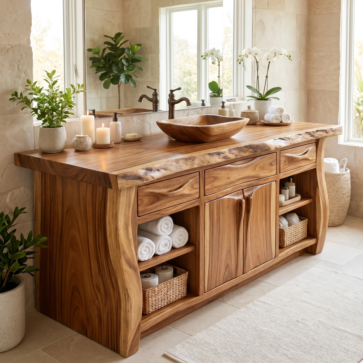 Valdoren Handcrafted Solid Wood Freestanding Bathroom Vanity with Drawers - Timberustic Freestanding Bathroom Vanity with Drawers