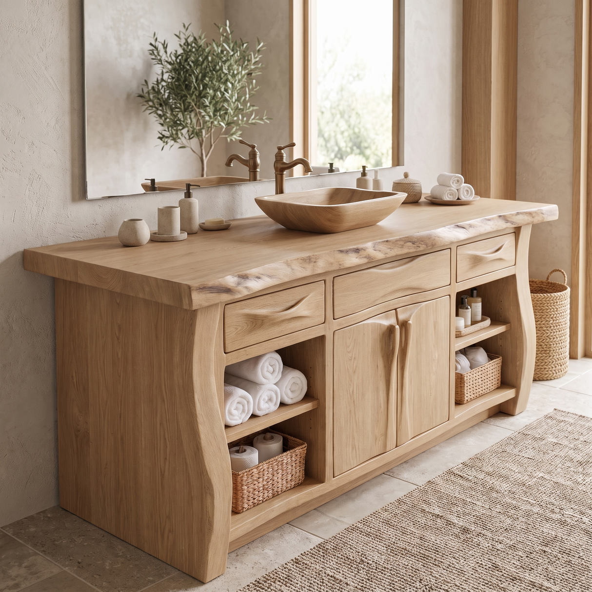 Valdoren Handcrafted Solid Wood Freestanding Bathroom Vanity with Drawers - Timberustic Freestanding Bathroom Vanity with Drawers