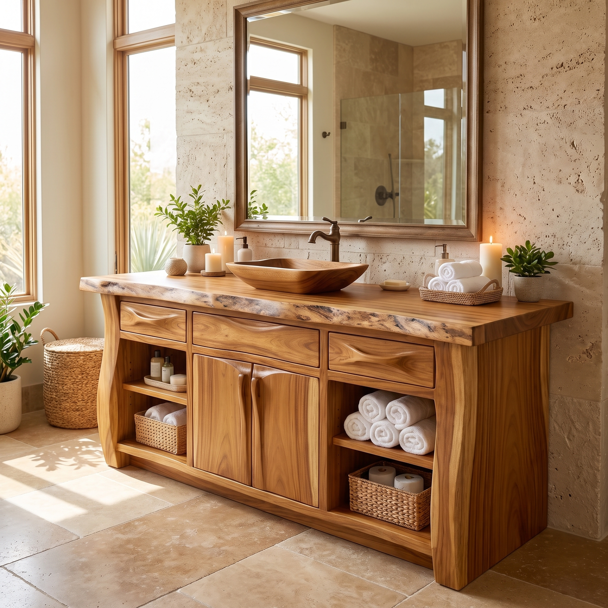 Valdoren Handcrafted Solid Wood Freestanding Bathroom Vanity with Drawers - Timberustic Freestanding Bathroom Vanity with Drawers
