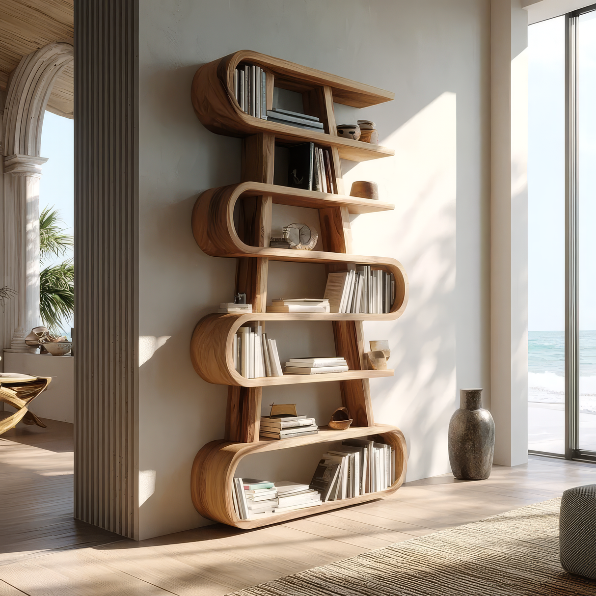 Valdorin Handcrafted Solid Wood Bookshelf SPA258242