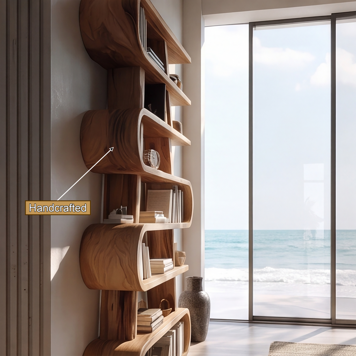 Valdorin Handcrafted Solid Wood Bookshelf SPA258242