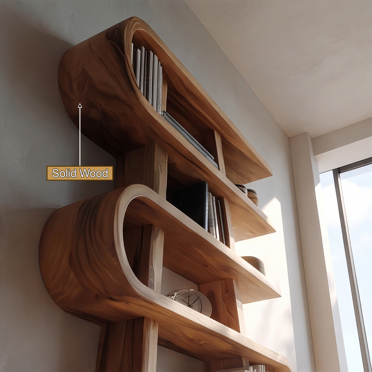 Valdorin Handcrafted Solid Wood Bookshelf SPA258242