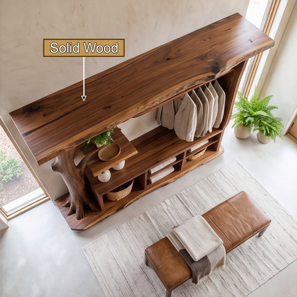 Valdorin Handcrafted Solid Wood Entryway Organizer - Timberustic Entryway Organizer